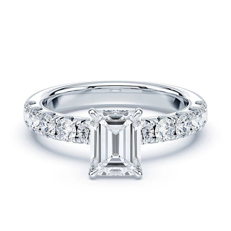 Emerald Pave Prongs Wide Pave Band