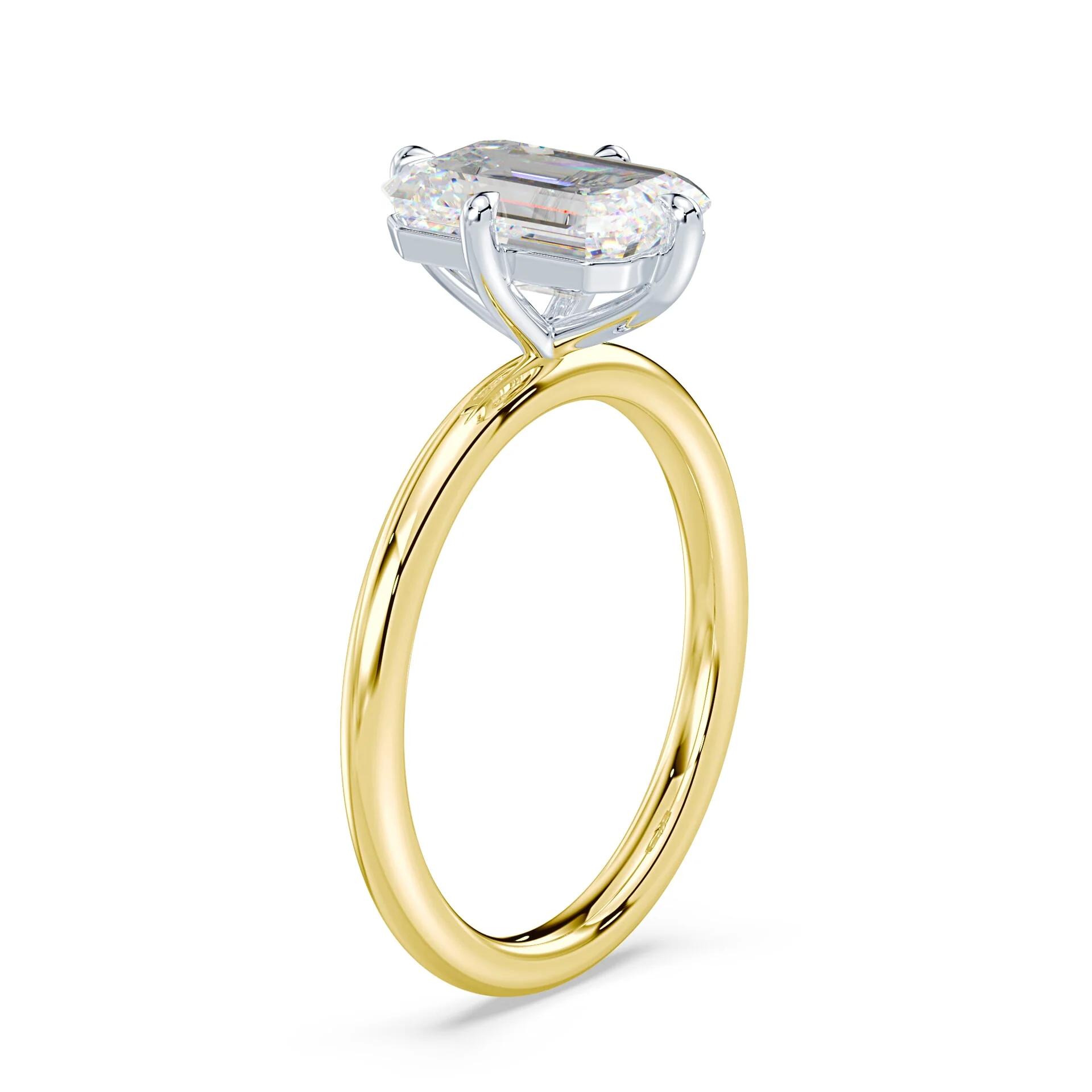 Emerald Cut Compass Prong Ring - Image 2