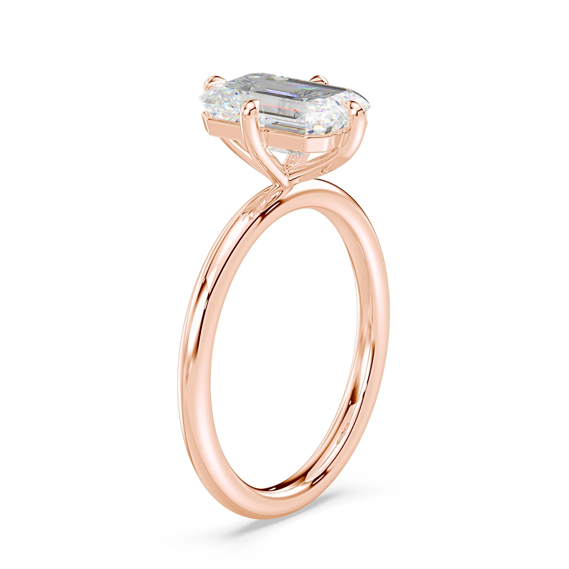 Emerald Cut Compass Prong Ring - Image 2