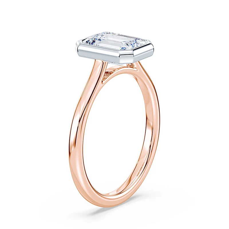 Emerald Cut Cathedral Bezel Ring - Image 2