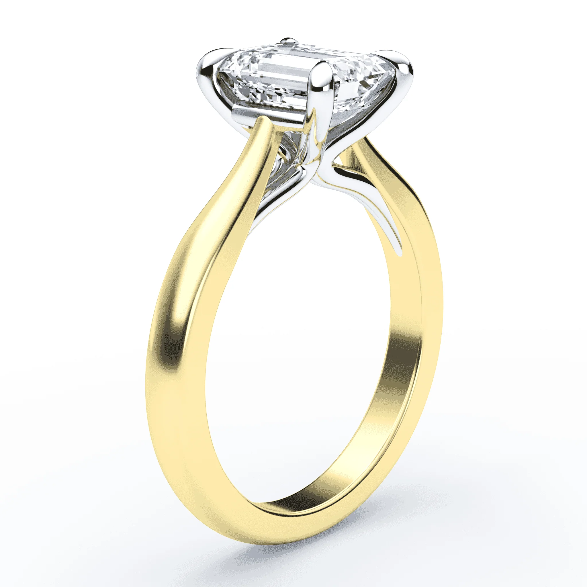 Emerald Cut Cathedral Ring - Image 2