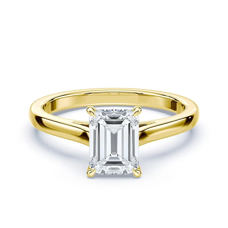Emerald Cut Sleek Cathedral Ring