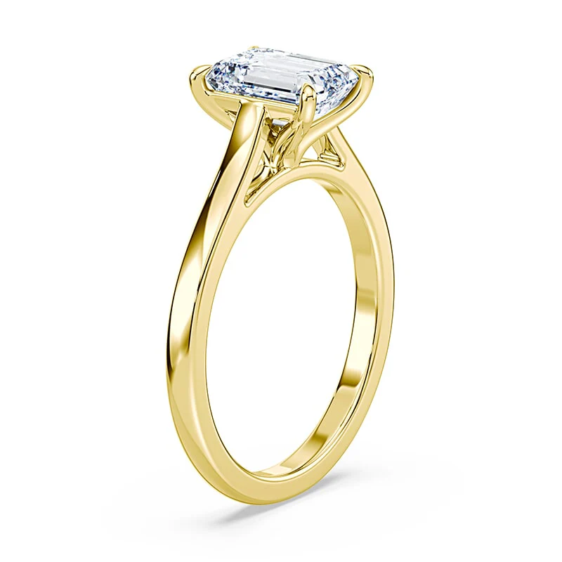 Emerald Cut Sleek Cathedral Ring - Image 2