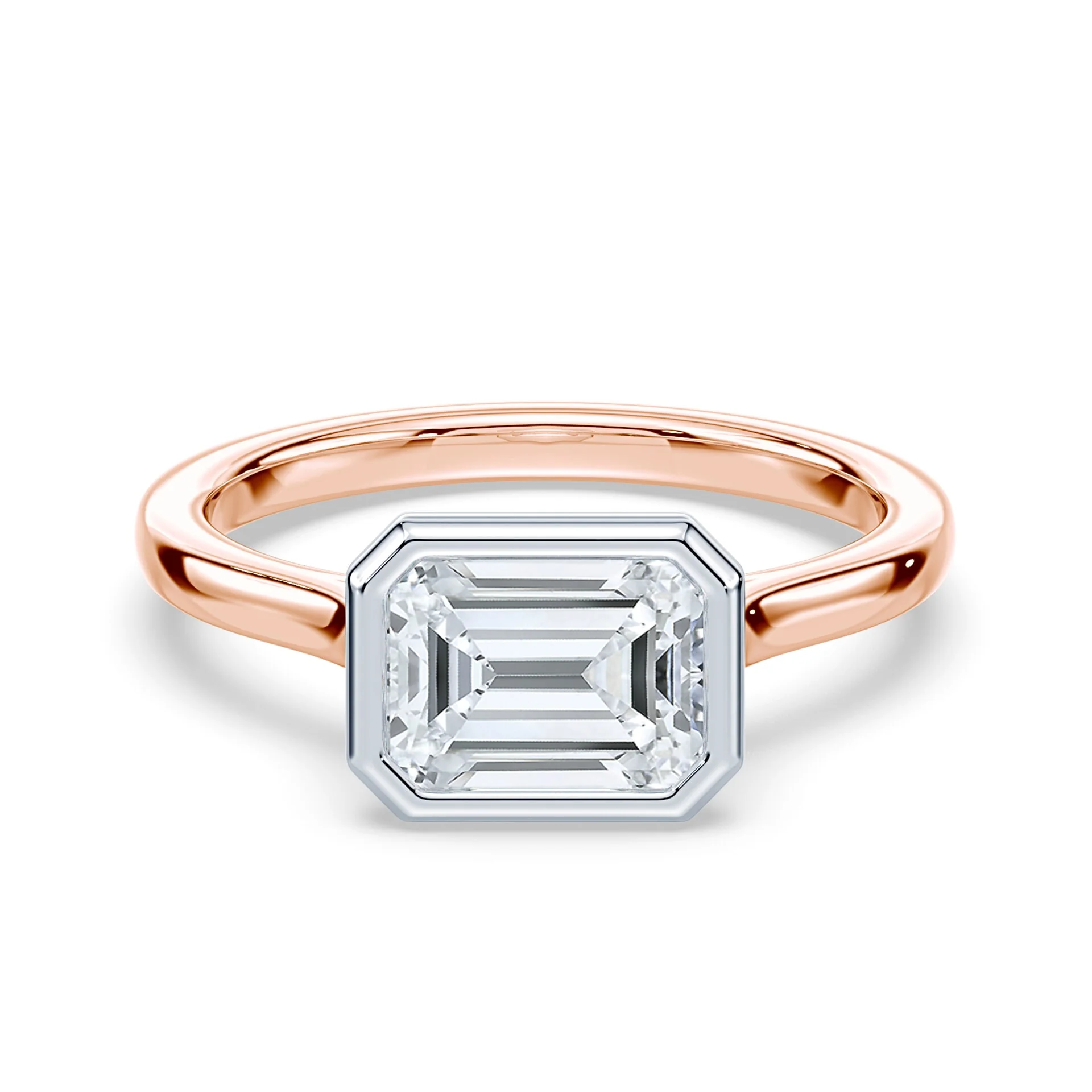Emerald Cut East-West Cathedral Bezel