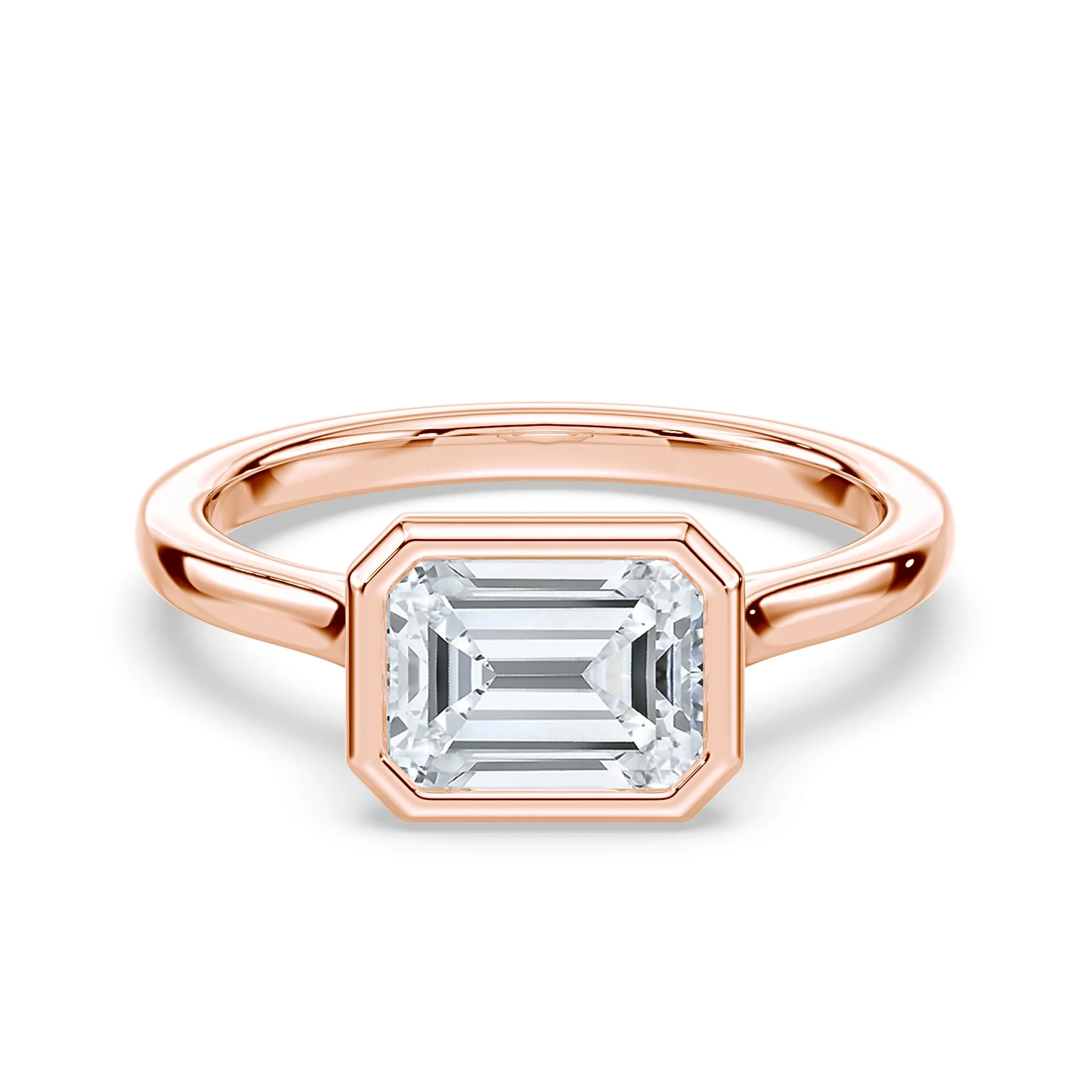 Emerald Cut East-West Cathedral Bezel