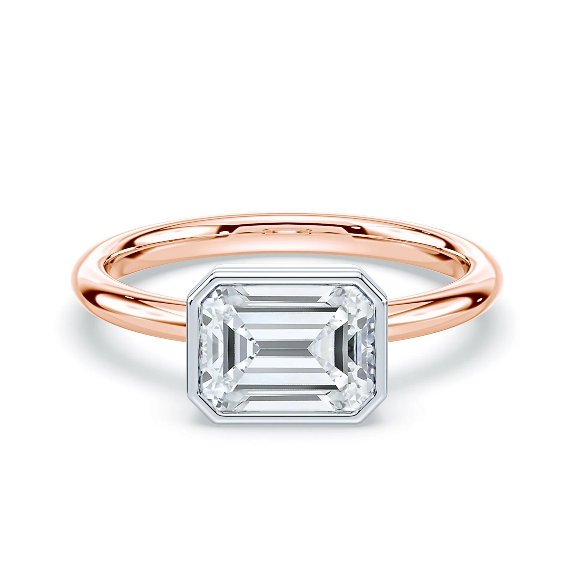 Emerald Cut East-West Bezel Ring