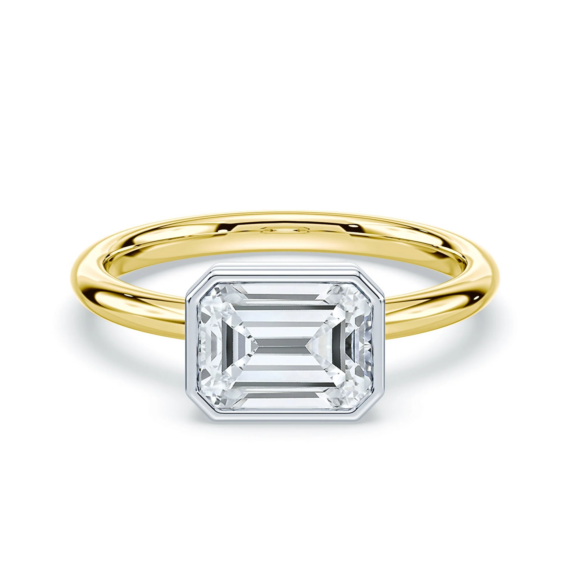 Emerald Cut East-West Bezel Ring