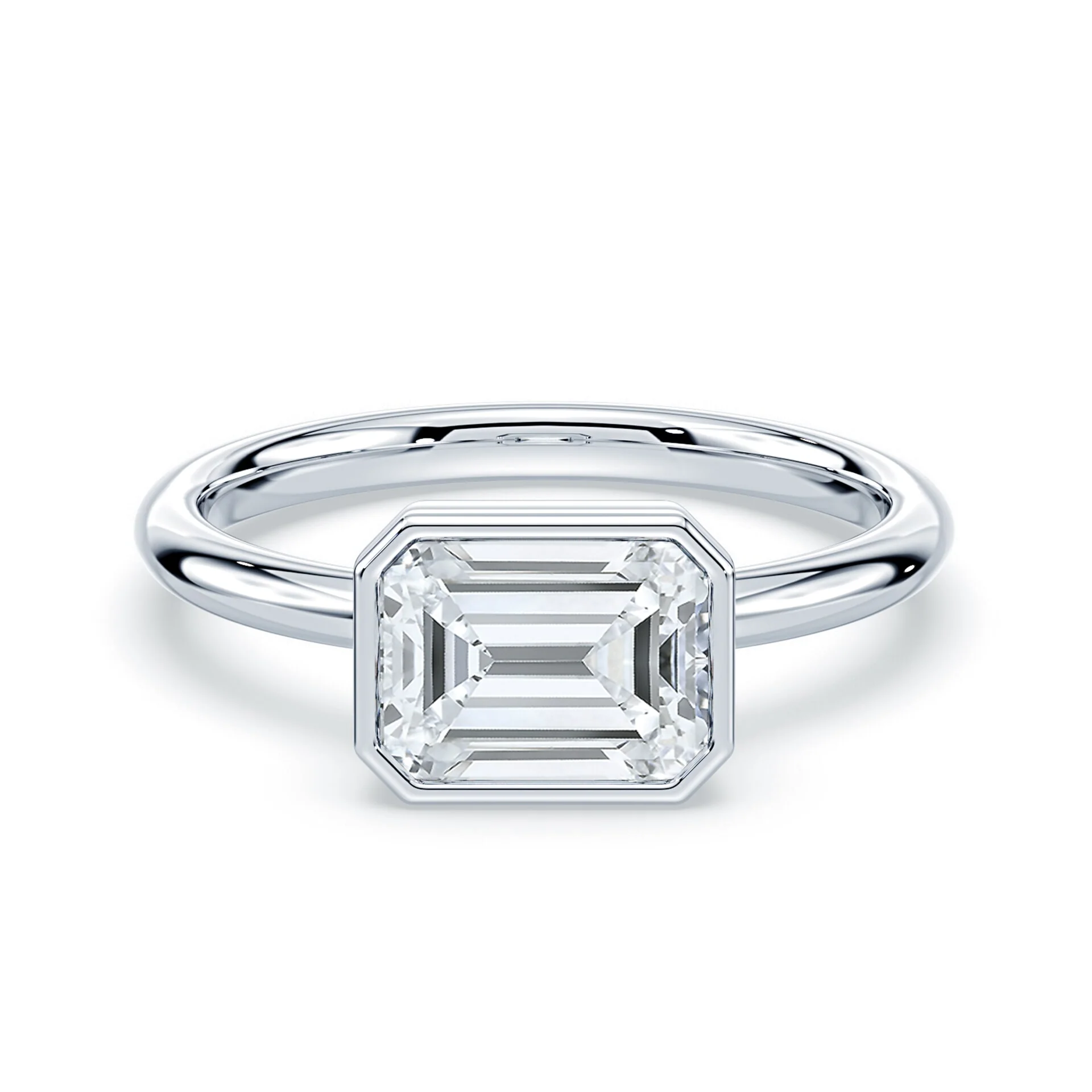 Emerald Cut East-West Bezel Ring