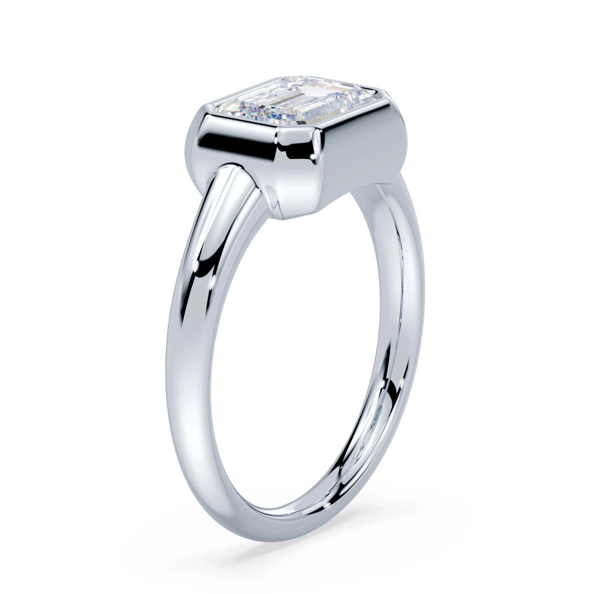Emerald Cut East-West Wide Bezel Ring - Image 2