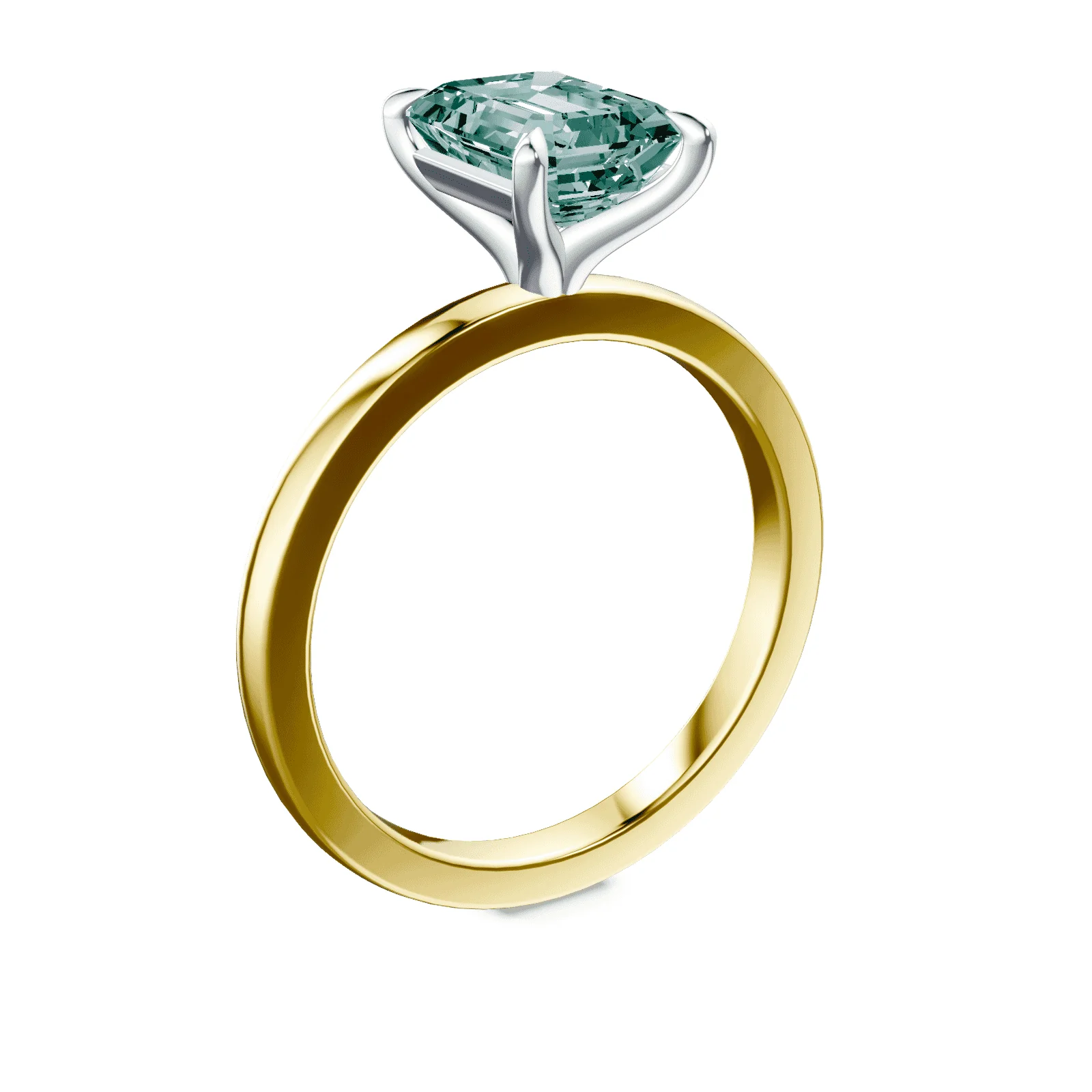 Emerald Cut Green Diamond Ring - Image 2