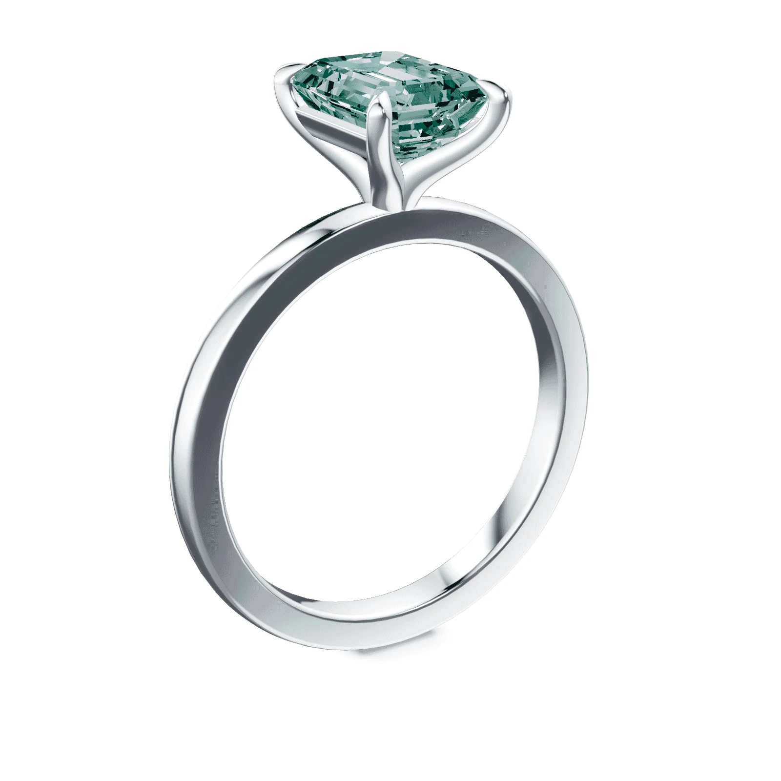 Emerald Cut Green Diamond Ring - Image 2