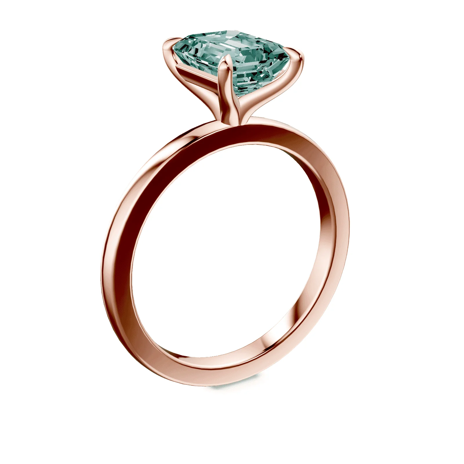 Emerald Cut Green Diamond Ring - Image 2