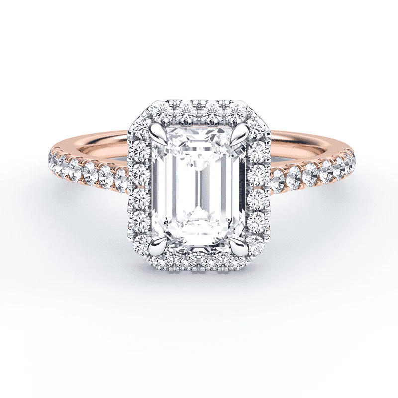 Emerald Cut Halo Pave Ring