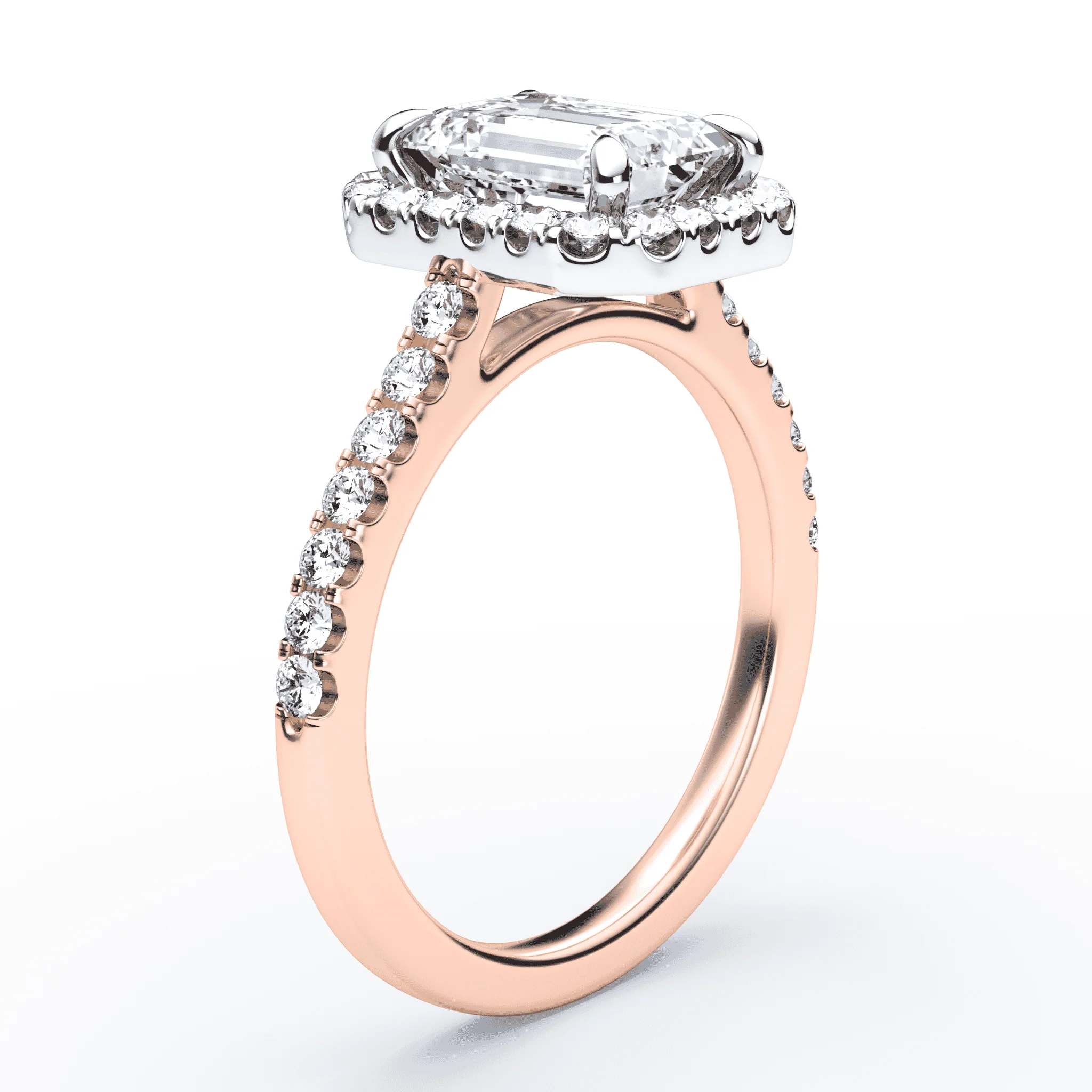 Emerald Cut Halo Pave Ring - Image 2