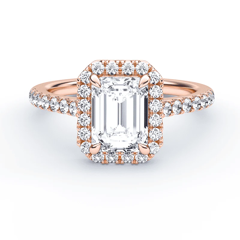 Emerald Cut Halo Pave Ring