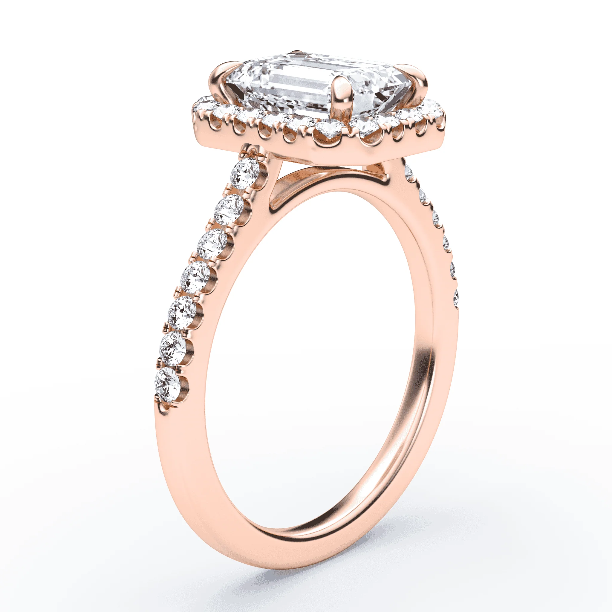 Emerald Cut Halo Pave Ring - Image 2