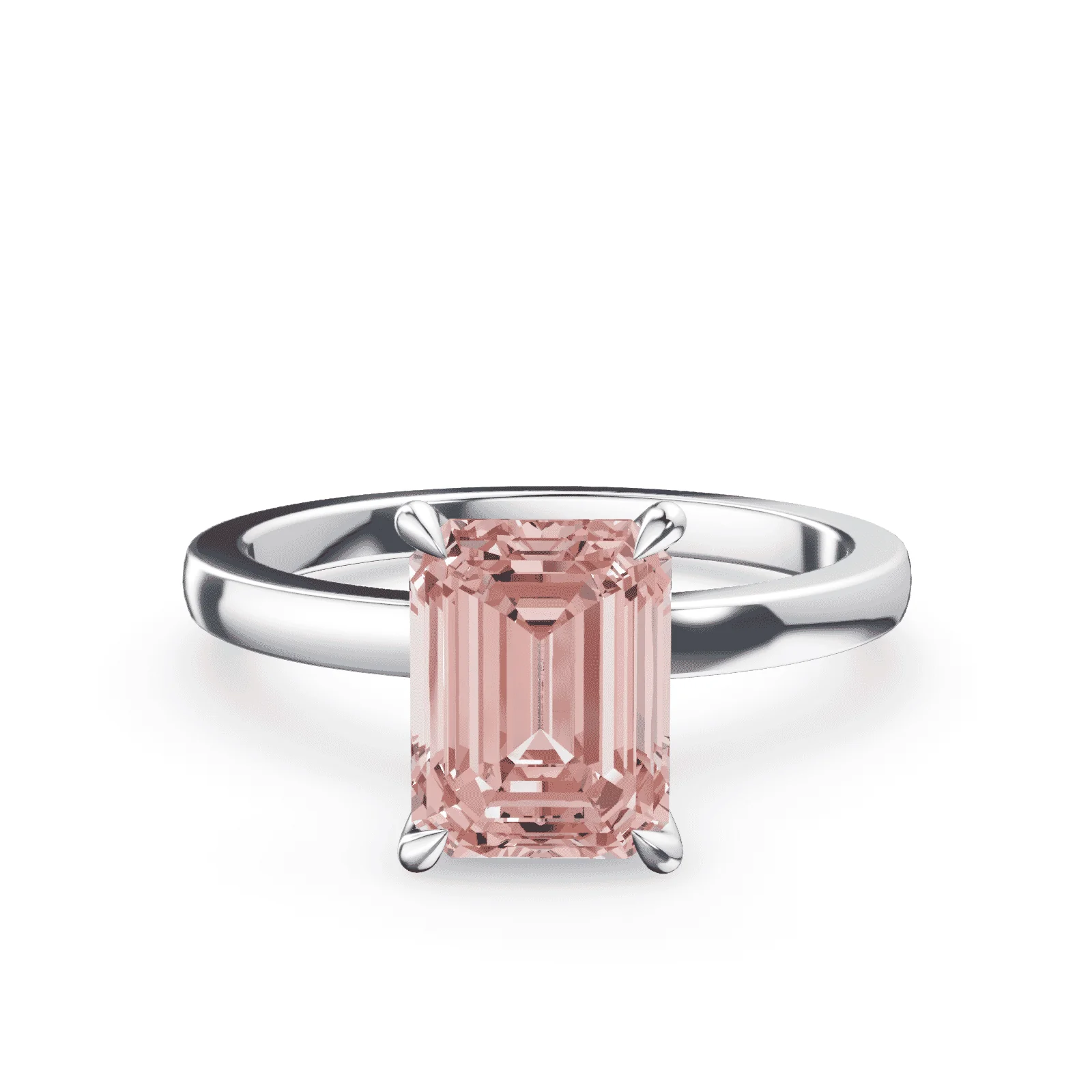 Emerald Cut Pink Diamond Ring