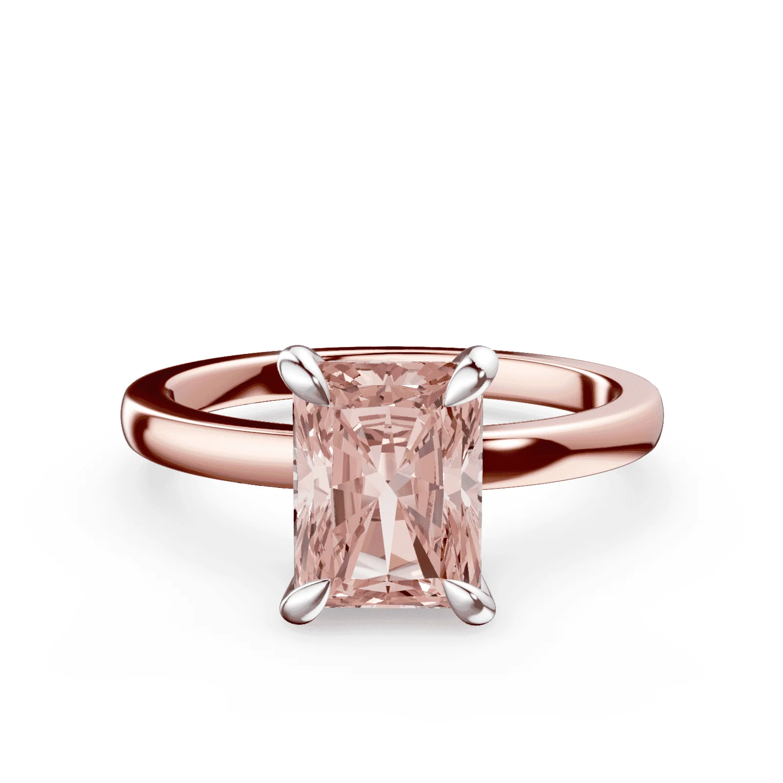 Emerald Cut Low Profile Pink Diamond Ring
