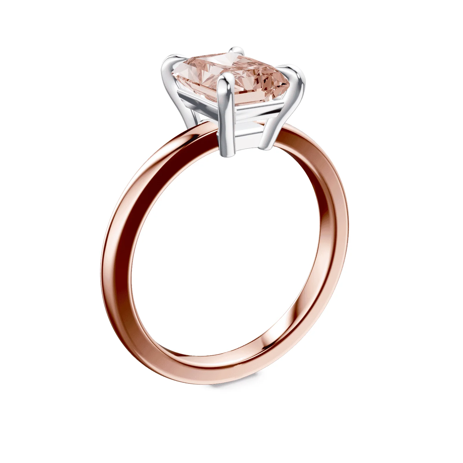 Emerald Cut Low Profile Pink Diamond Ring - Image 2