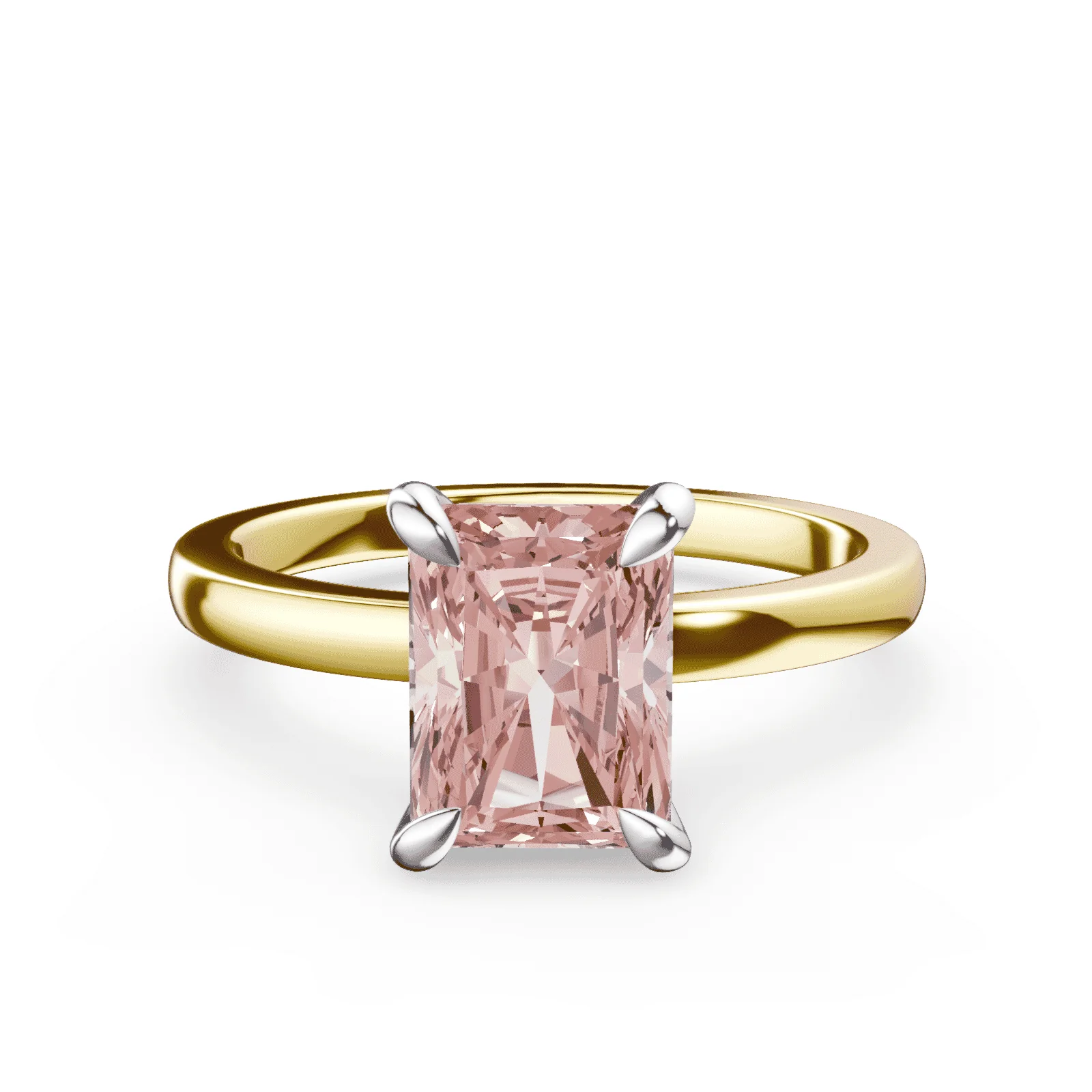 Emerald Cut Low Profile Pink Diamond Ring