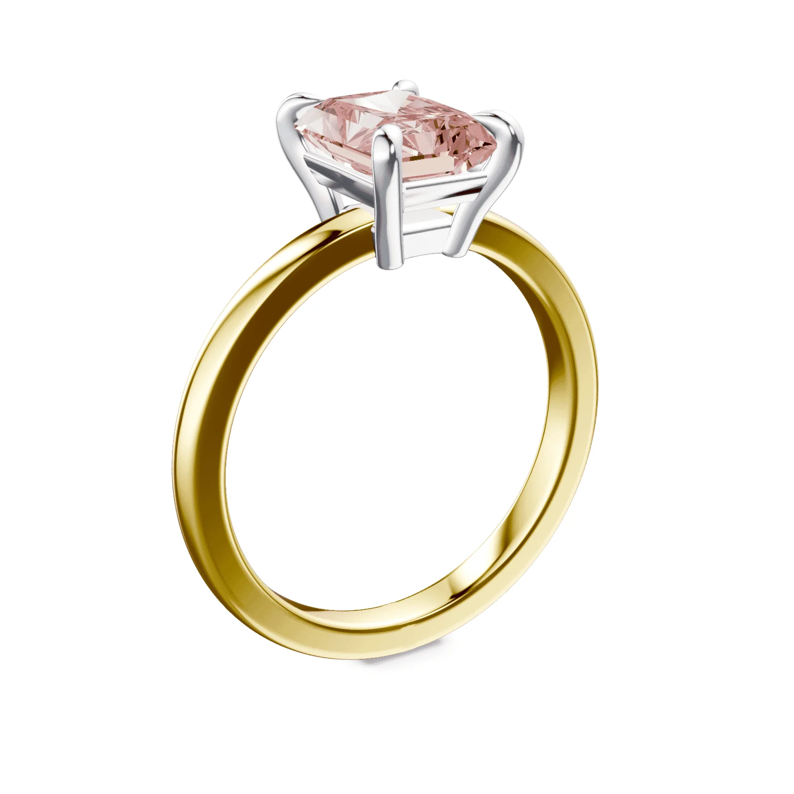 Emerald Cut Low Profile Pink Diamond Ring - Image 2