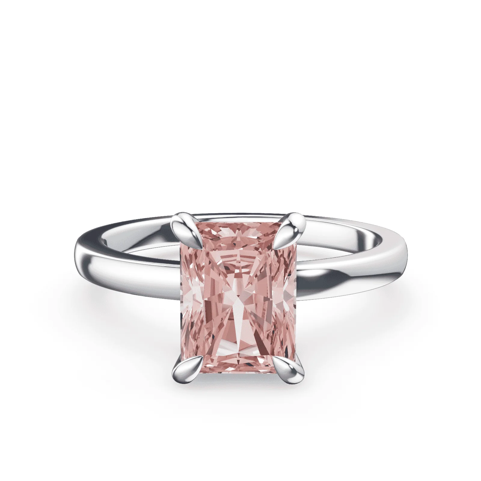 Emerald Cut Low Profile Pink Diamond Ring
