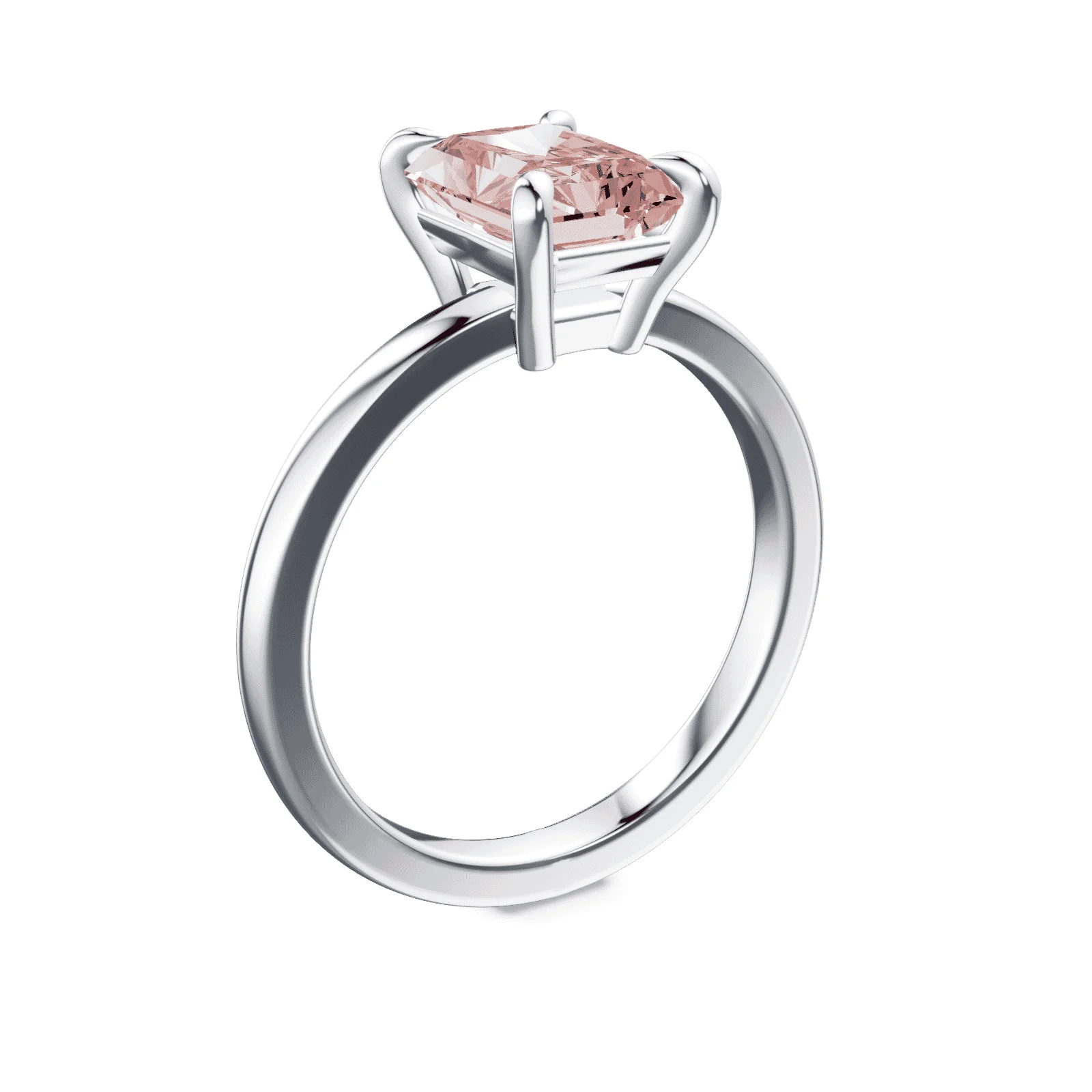 Emerald Cut Low Profile Pink Diamond Ring - Image 2