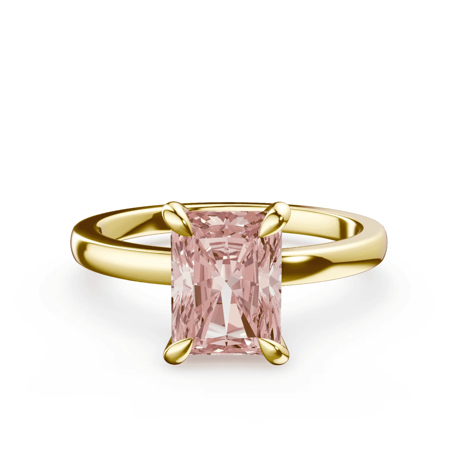 Emerald Cut Low Profile Pink Diamond Ring