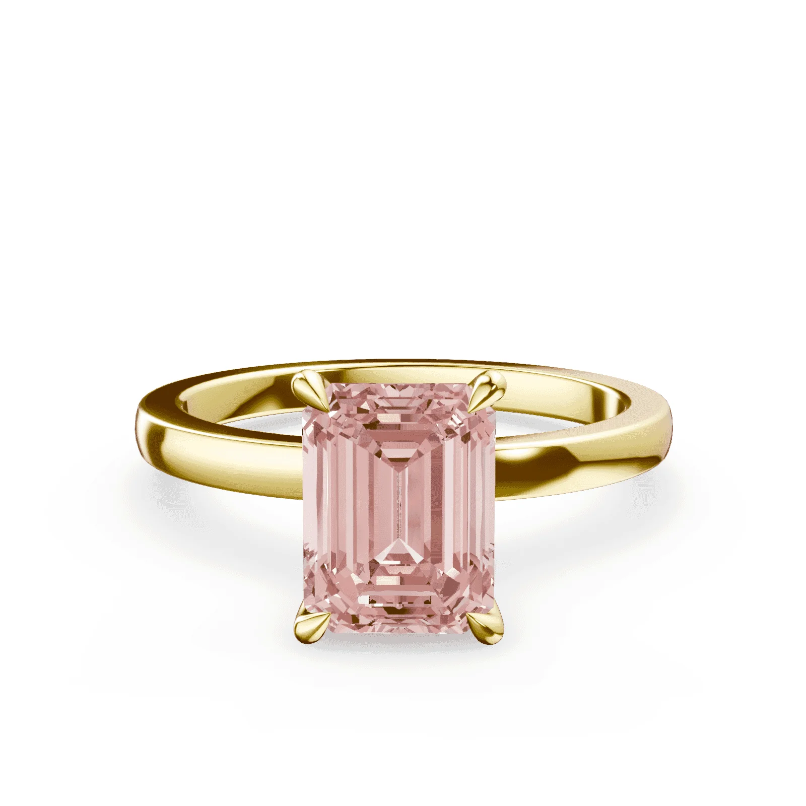Emerald Cut Pink Diamond Ring
