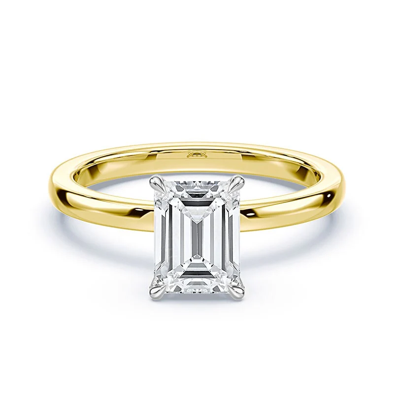Emerald Cut Pave Prongs Solitaire