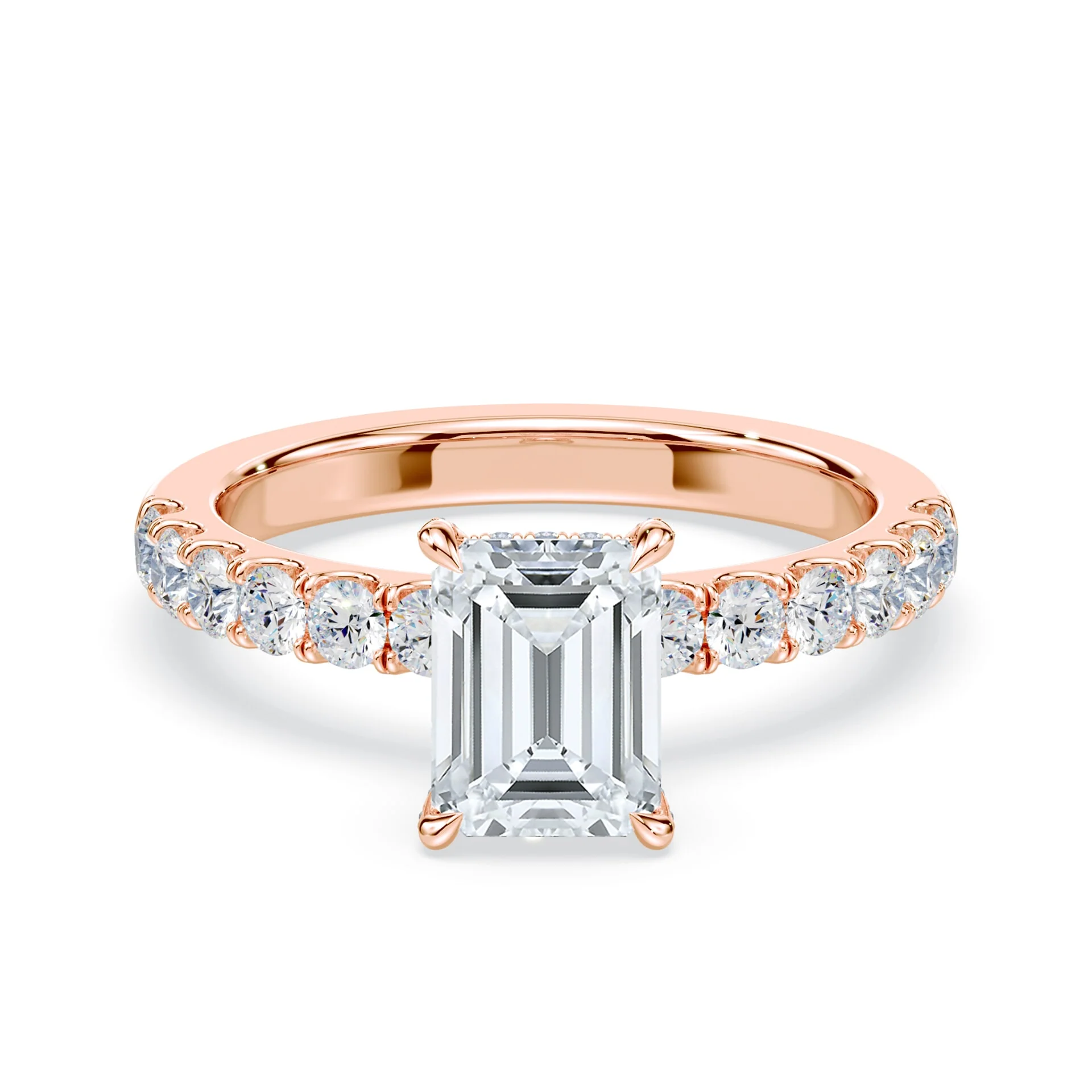 Emerald Cut Allover Diamond Medium Band Ring