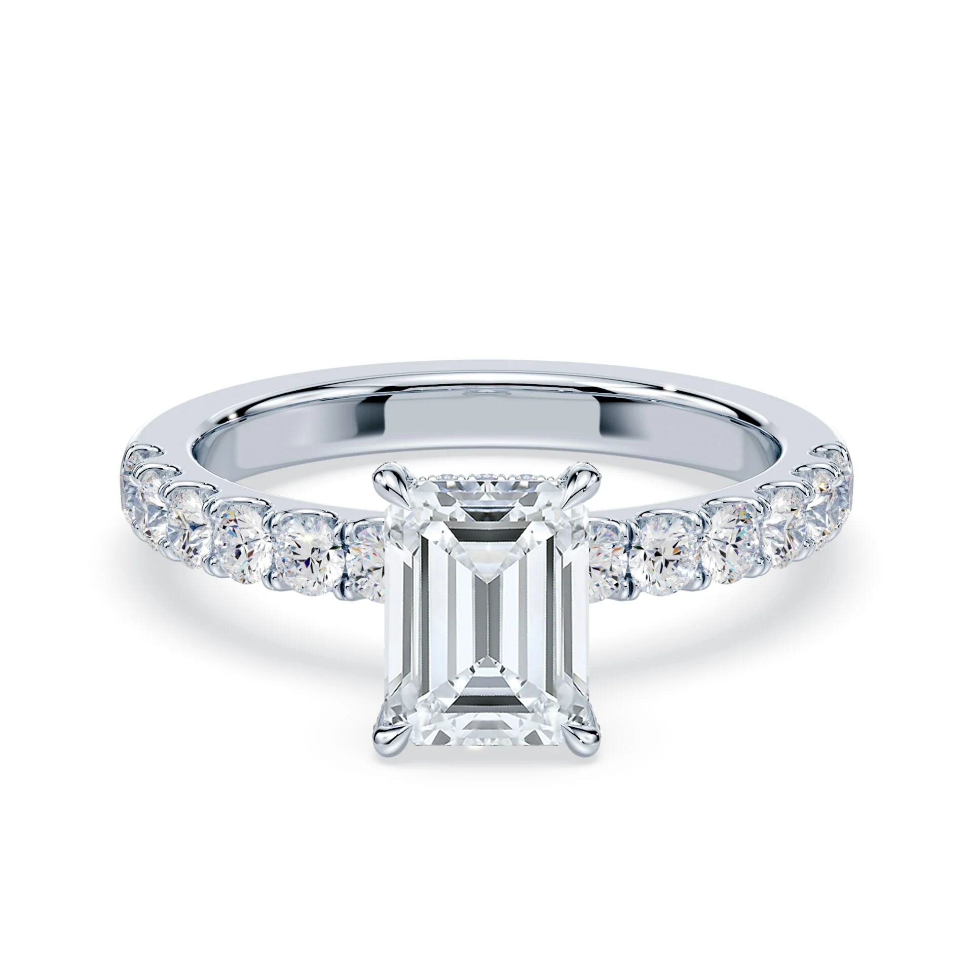 Emerald Cut Allover Diamond Medium Band Ring