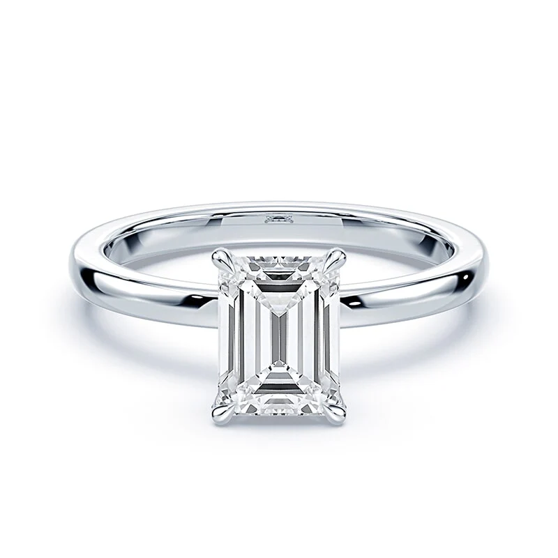 Emerald Cut Pave Prongs Solitaire