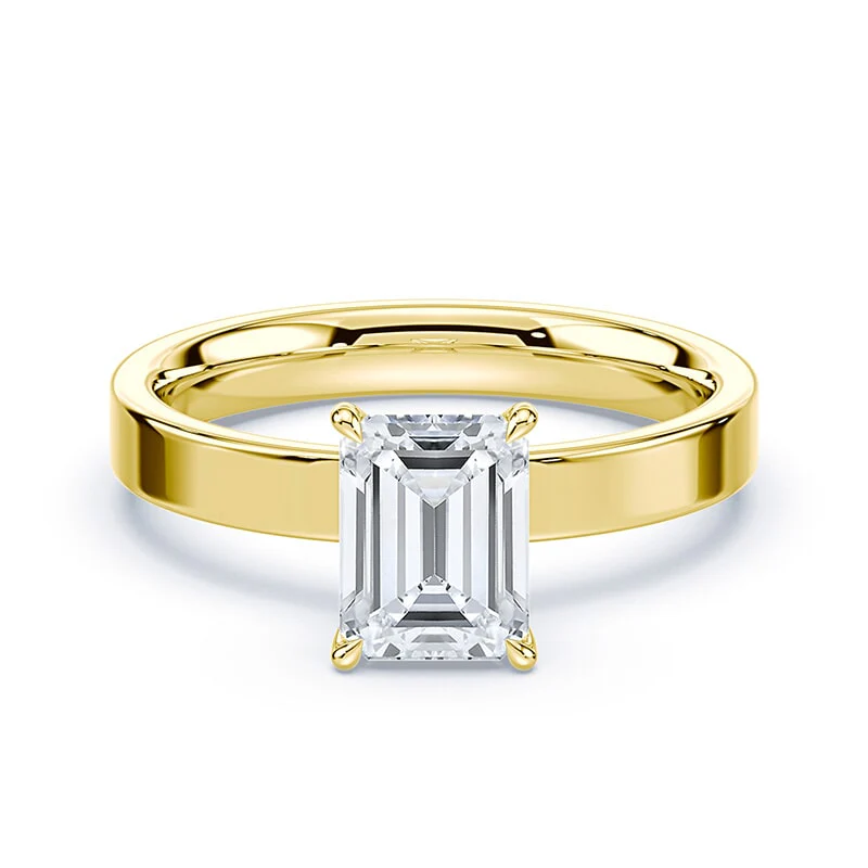 Emerald Cut Pave Prongs Wide Solitaire