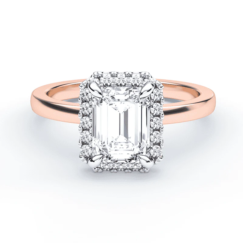 Emerald Cut Simple Halo Ring