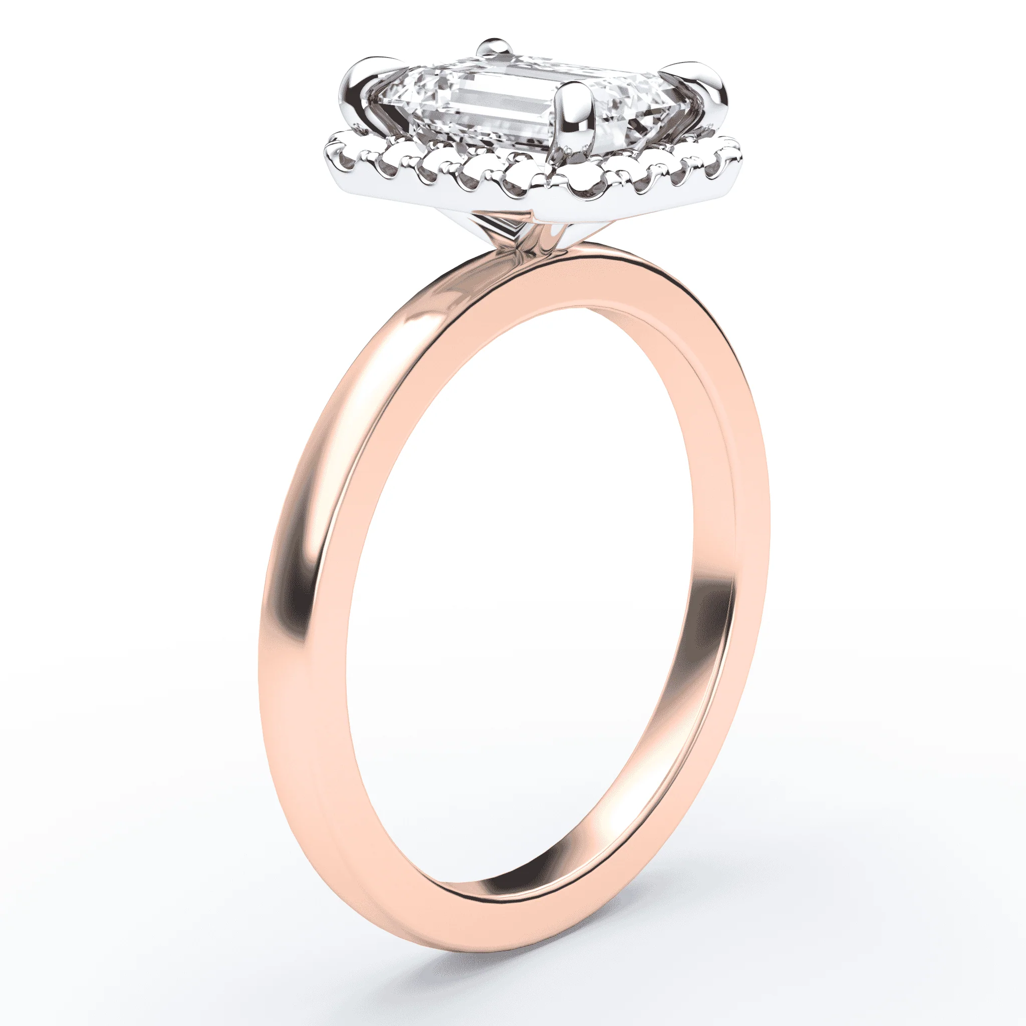 Emerald Cut Simple Halo Ring - Image 2