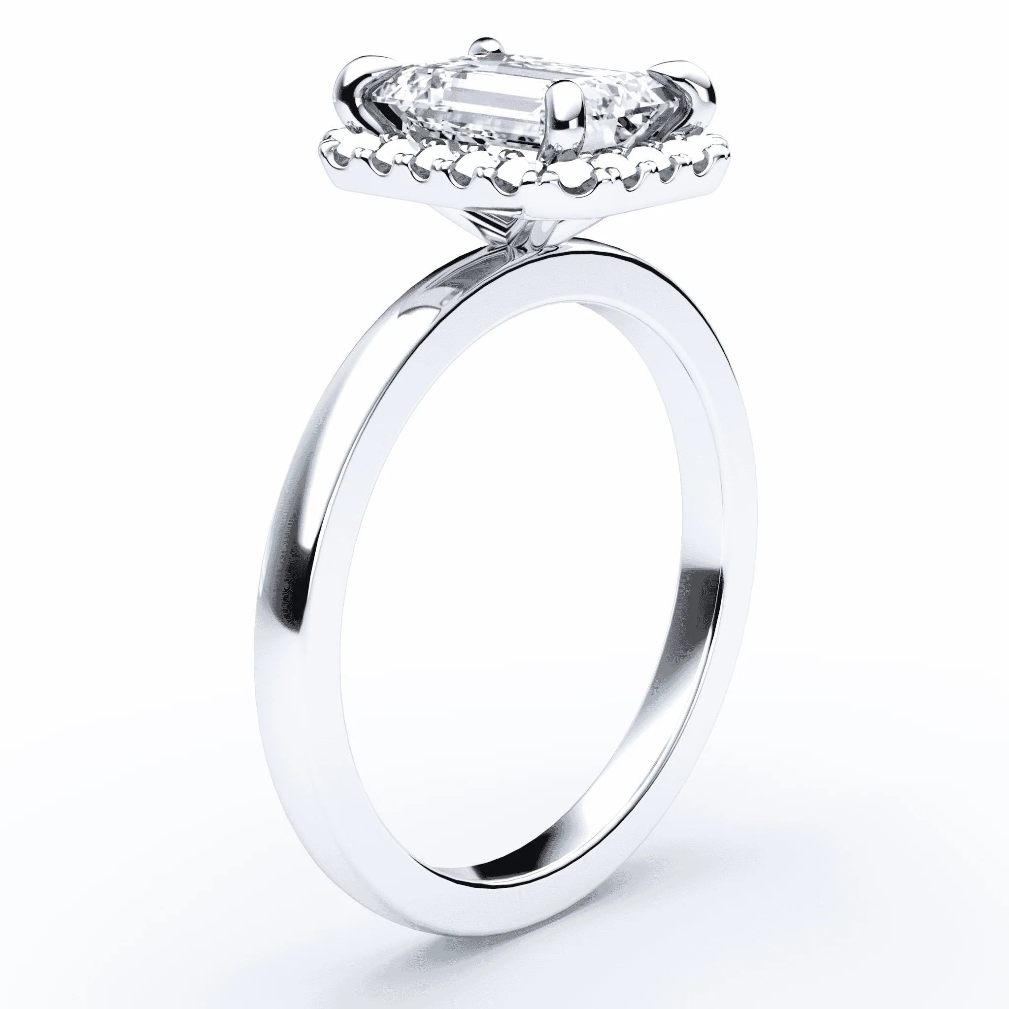 Emerald Cut Simple Halo Ring - Image 2