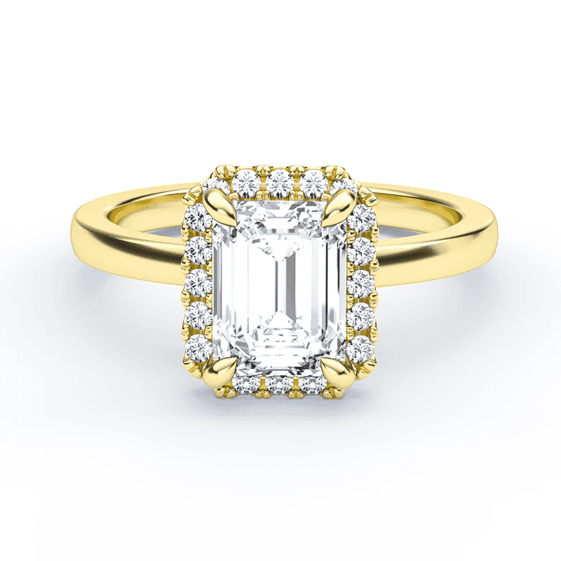 Emerald Cut Simple Halo Ring
