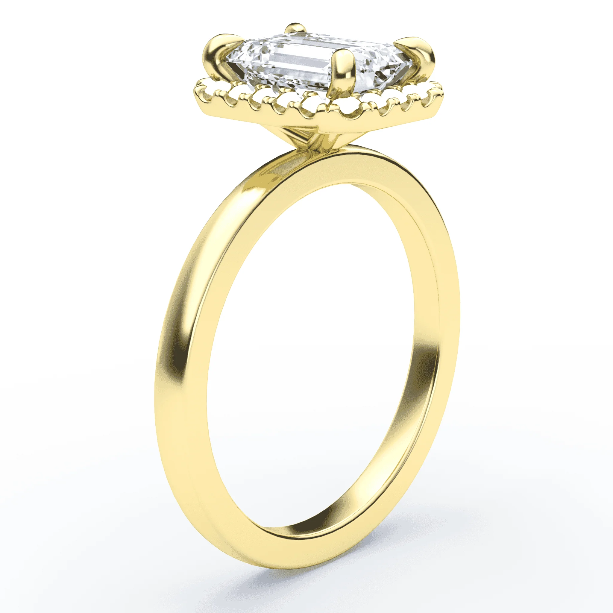 Emerald Cut Simple Halo Ring - Image 2