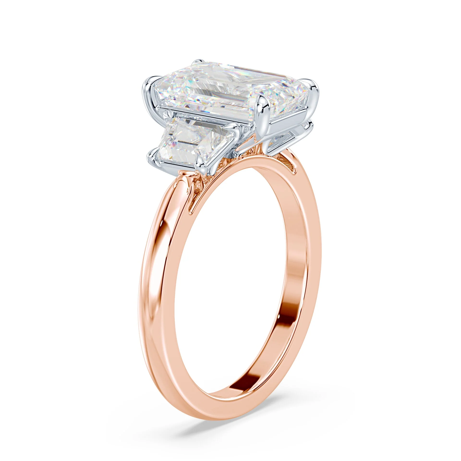 Emerald Cut Trapezoid Three Stone - Image 2