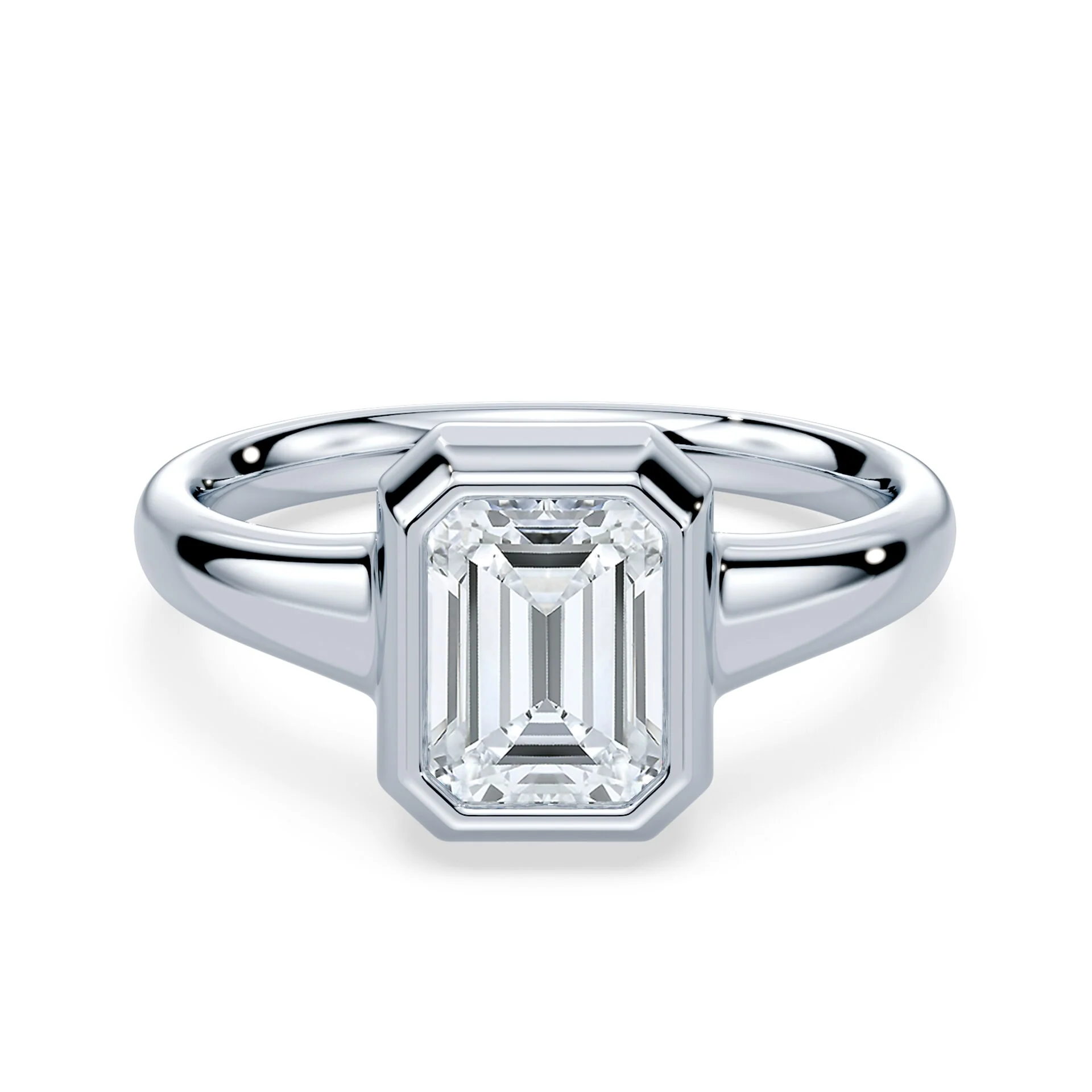 Emerald Cut Wide Bezel Ring
