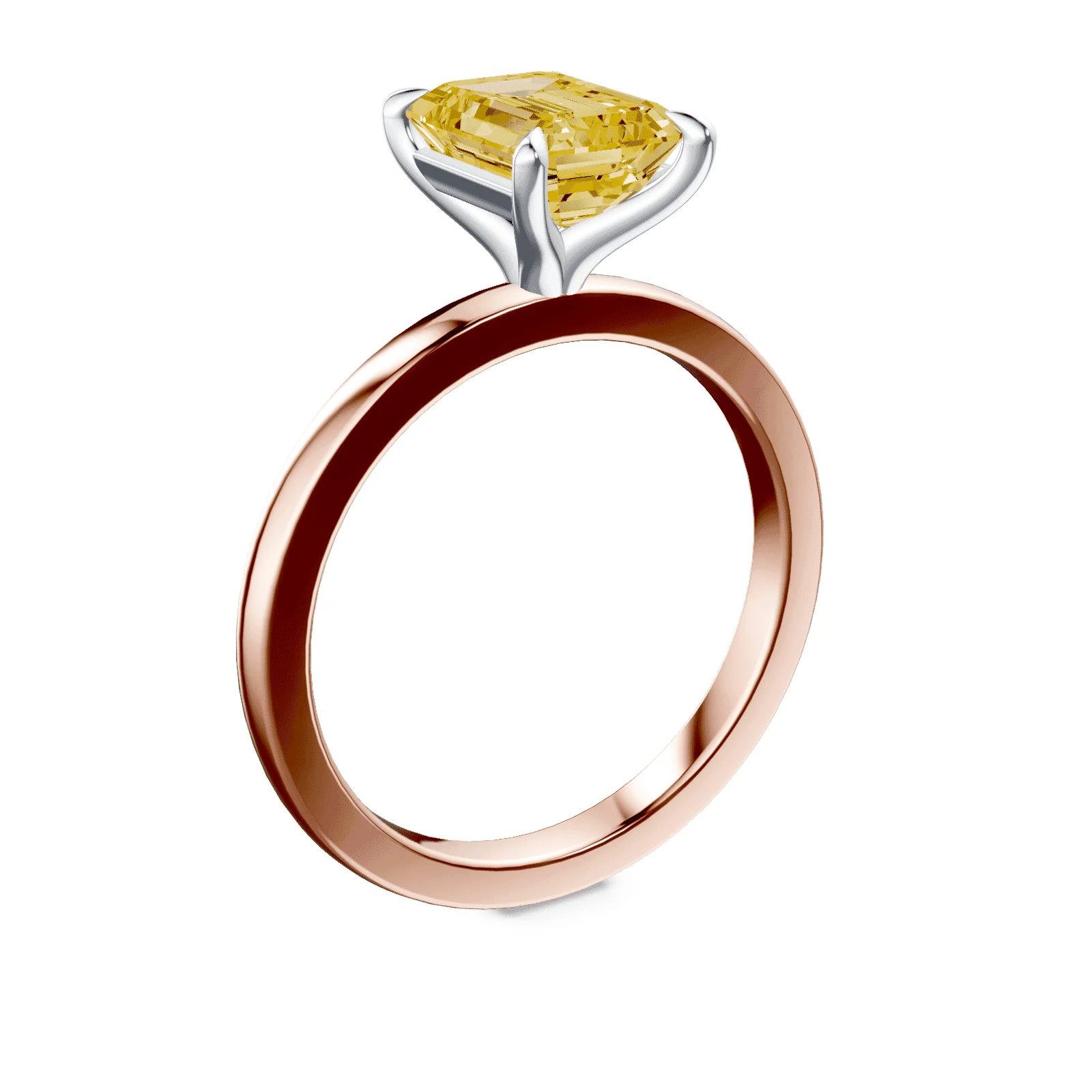 Emerald Cut Yellow Diamond Ring - Image 2