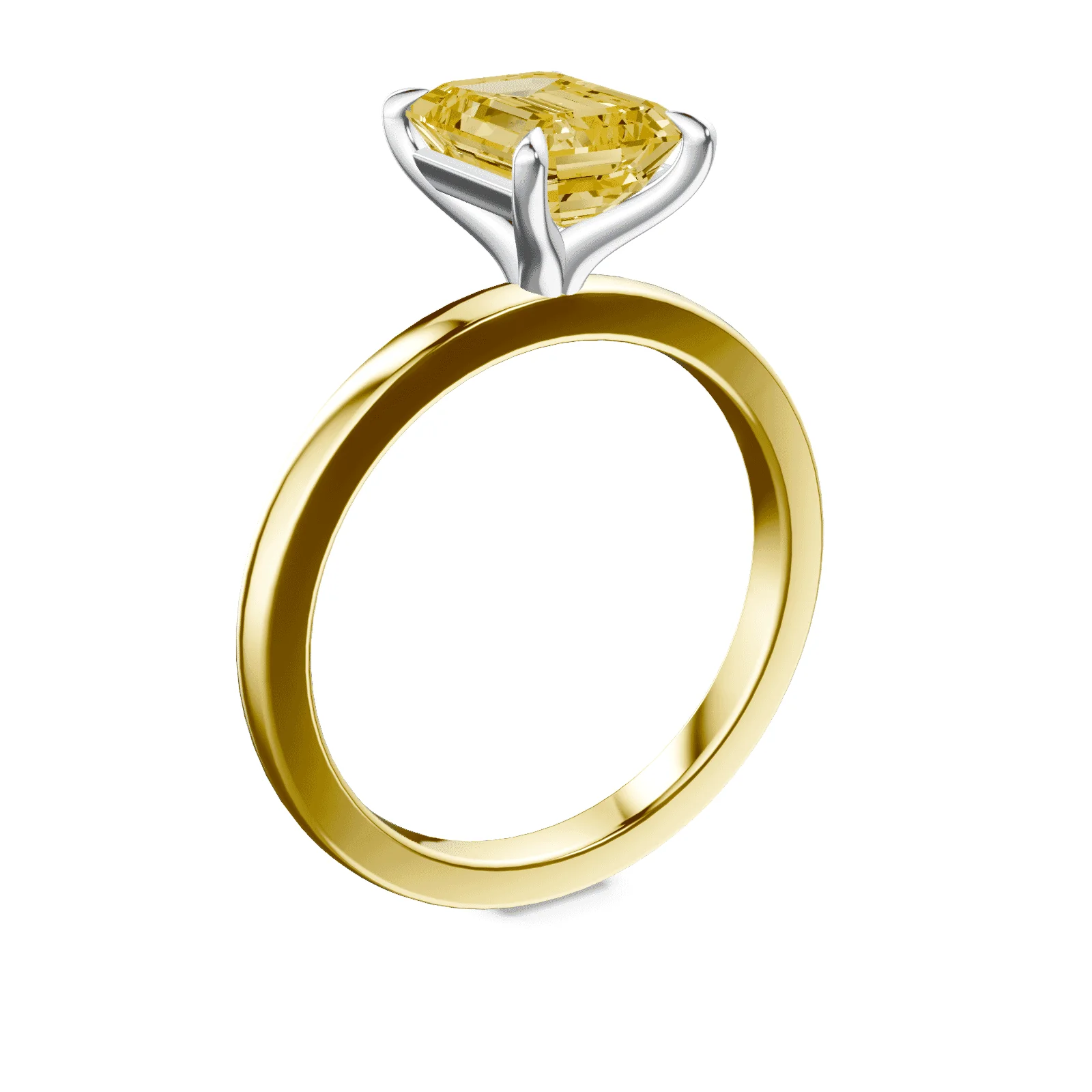 Emerald Cut Yellow Diamond Ring - Image 2