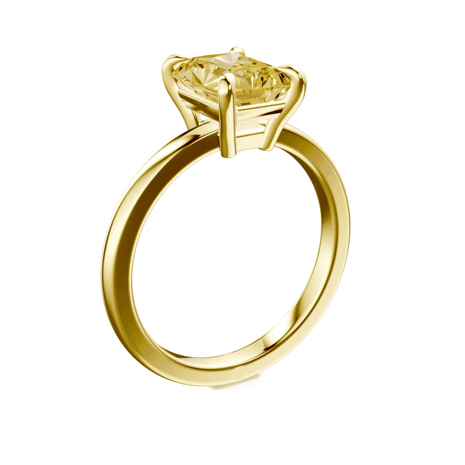 Emerald Cut Low Profile Yellow Diamond Ring - Image 2