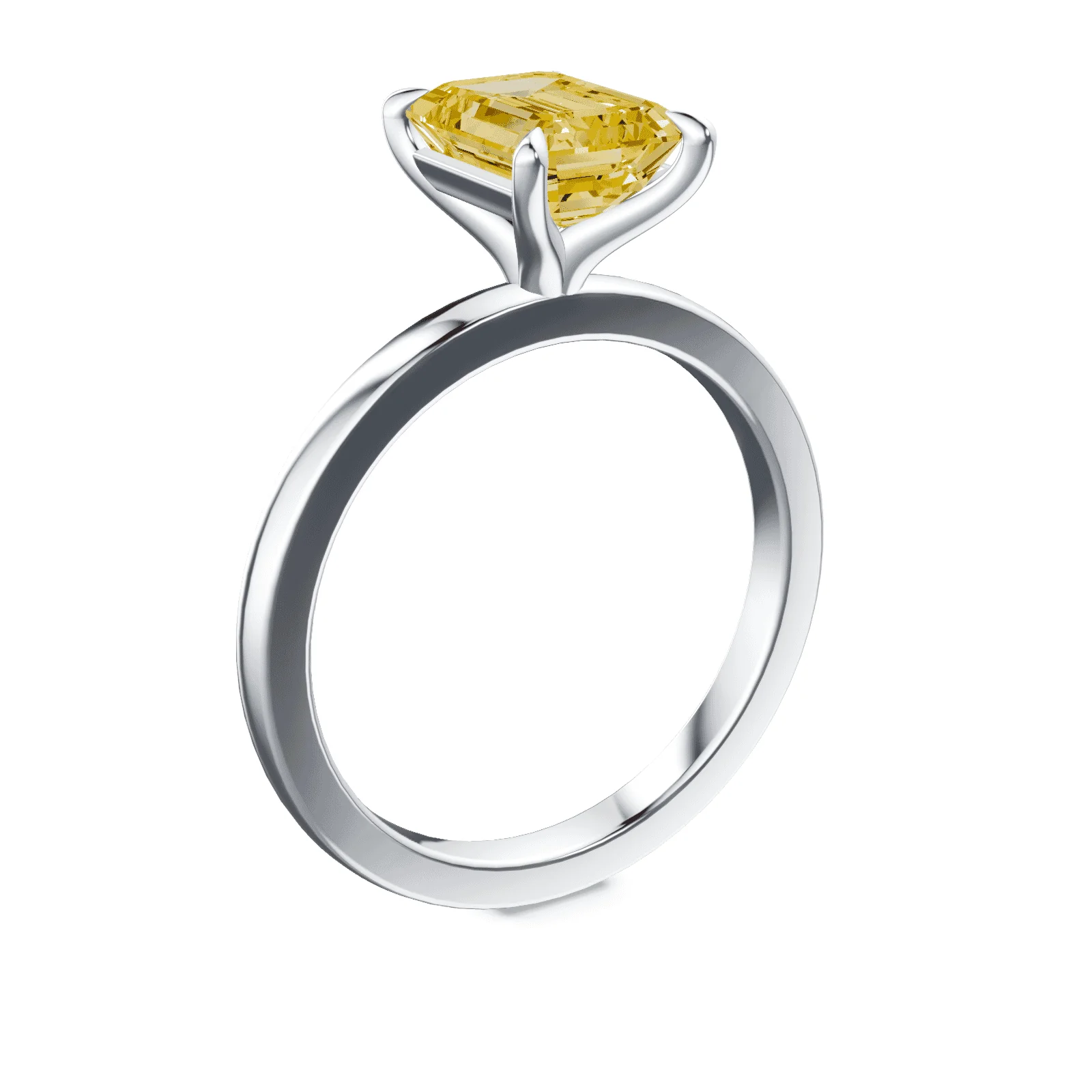 Emerald Cut Yellow Diamond Ring - Image 2