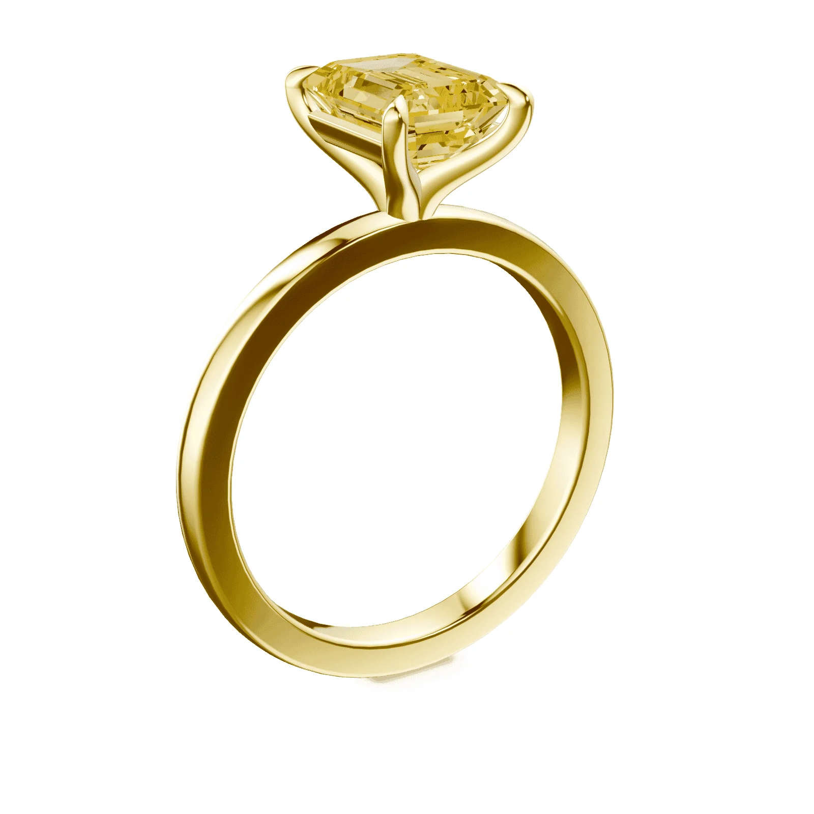 Emerald Cut Yellow Diamond Ring - Image 2