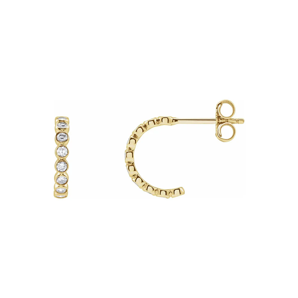 Lab Diamond Bezel Huggie Hoops - Image 4