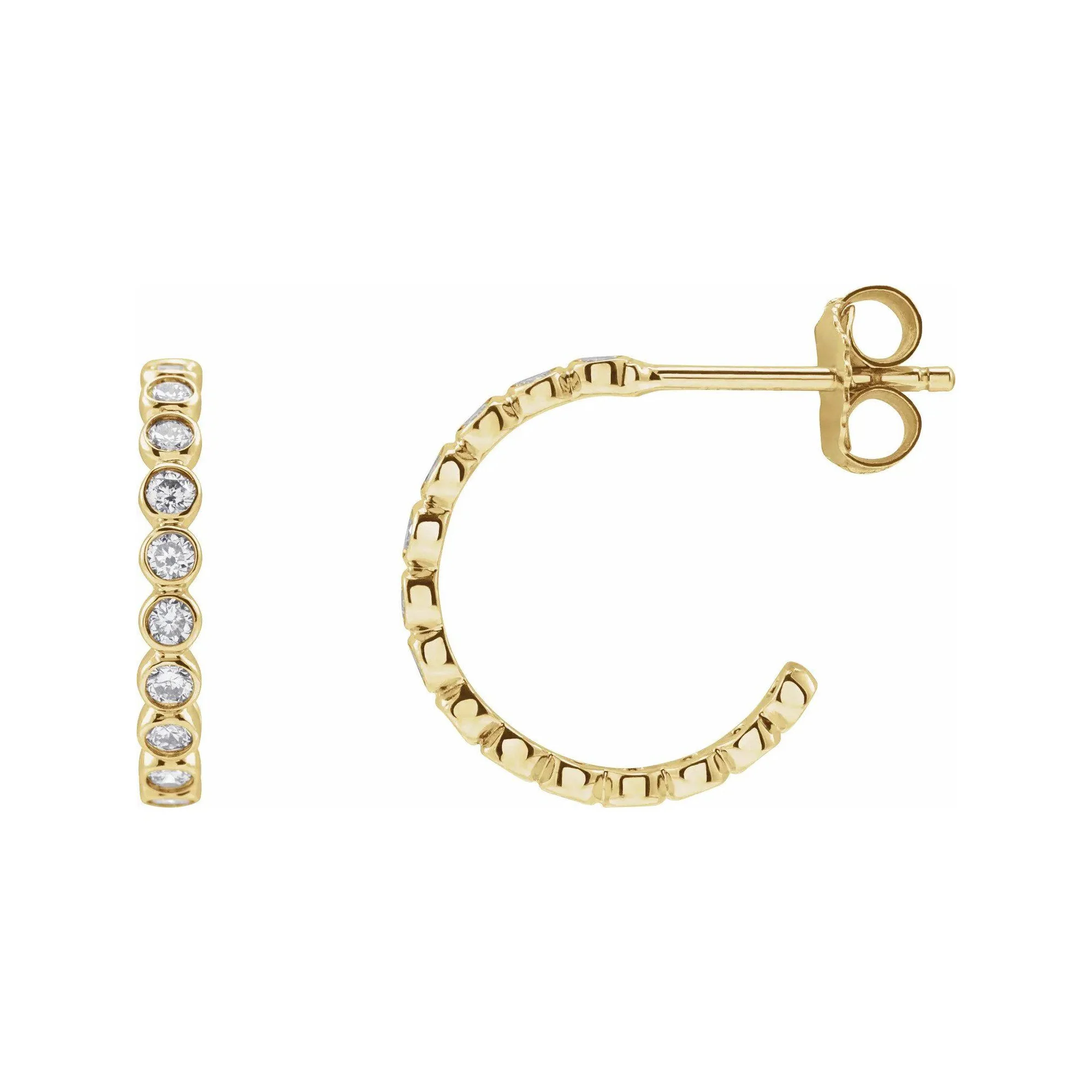 Lab Diamond Bezel Huggie Hoops - Image 5