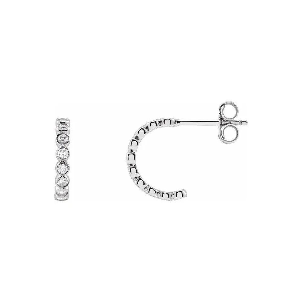 Lab Diamond Bezel Huggie Hoops - Image 6