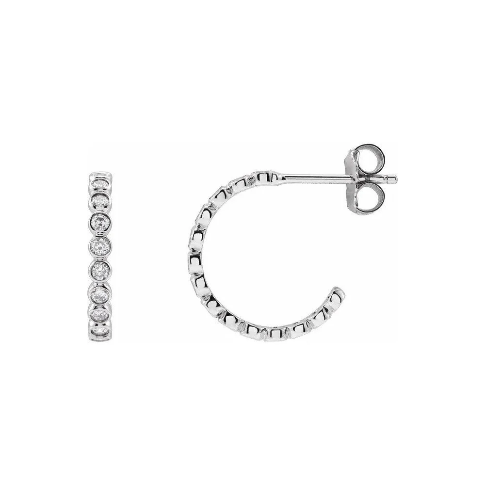 Lab Diamond Bezel Huggie Hoops - Image 7